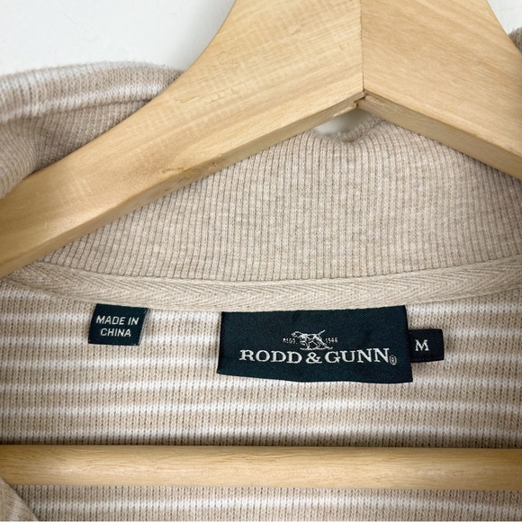 Todd & Gunn Beige White Striped Riverlands Sweatshirt 1/4 Zip 100% Cotton Size M - Picture 4 of 12